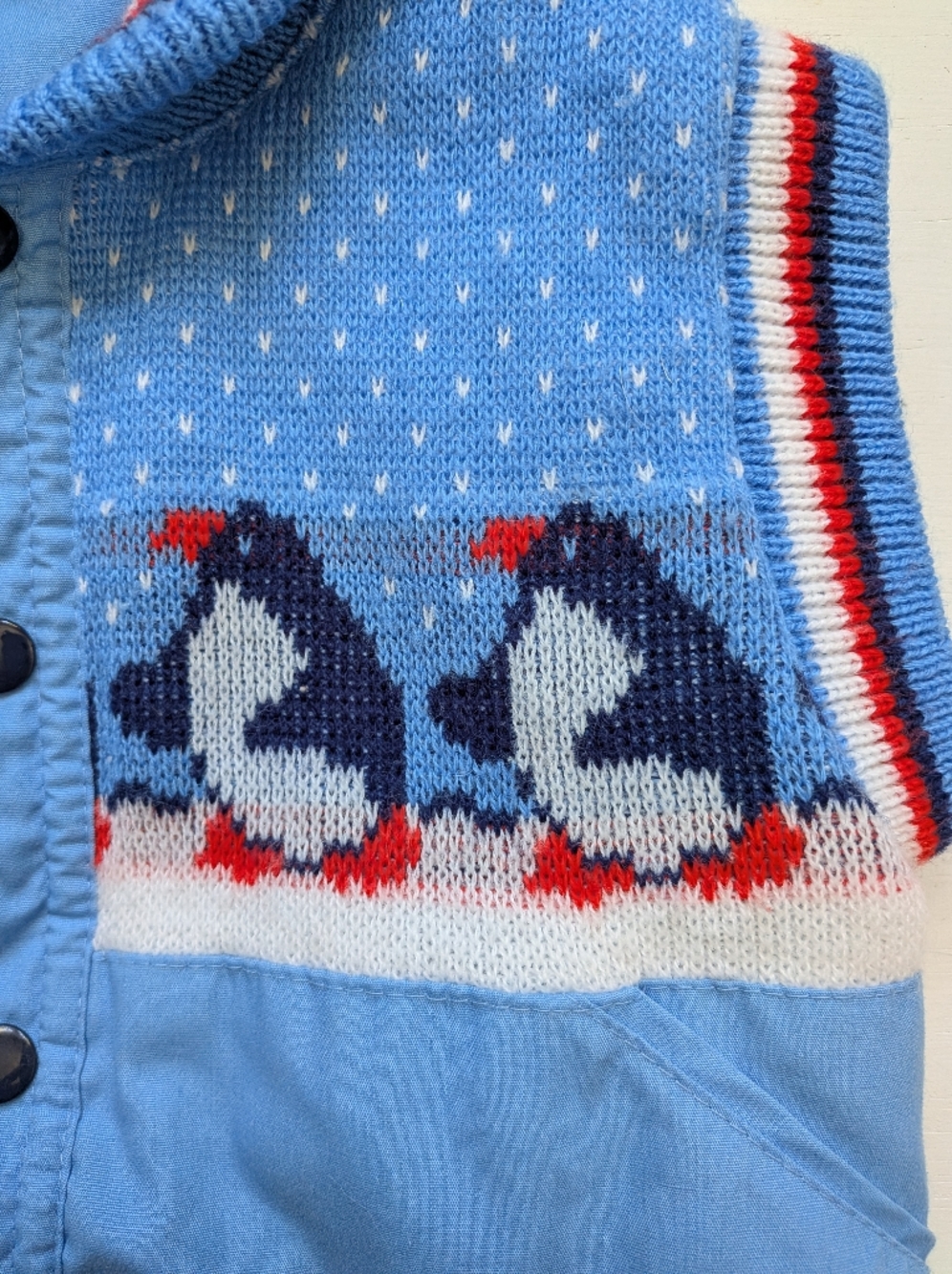 Vintage Light Blue Penguin Vest 18 Months - Picture 3 of 10